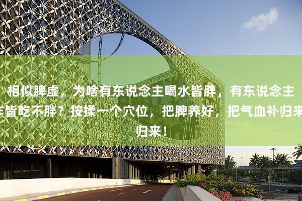 相似脾虚，为啥有东说念主喝水皆胖，有东说念主咋皆吃不胖？按揉一个穴位，把脾养好，把气血补归来！
