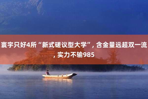 寰宇只好4所“新式磋议型大学”, 含金量远超双一流, 实力不输985