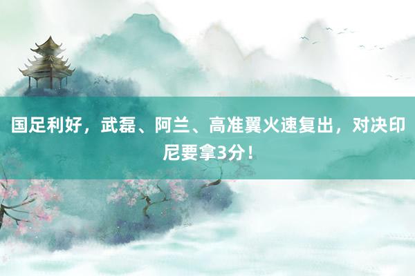 国足利好，武磊、阿兰、高准翼火速复出，对决印尼要拿3分！