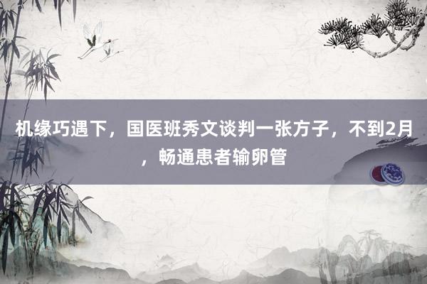 机缘巧遇下，国医班秀文谈判一张方子，不到2月，畅通患者输卵管
