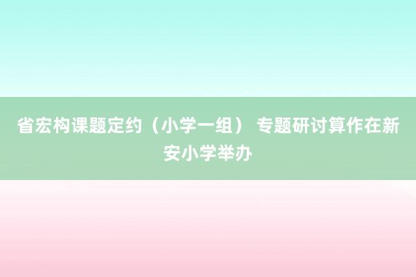 省宏构课题定约（小学一组） 专题研讨算作在新安小学举办