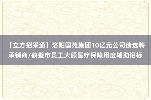 【立方招采通】洛阳国苑集团10亿元公司债选聘承销商/鹤壁市员工大额医疗保障用度辅助招标
