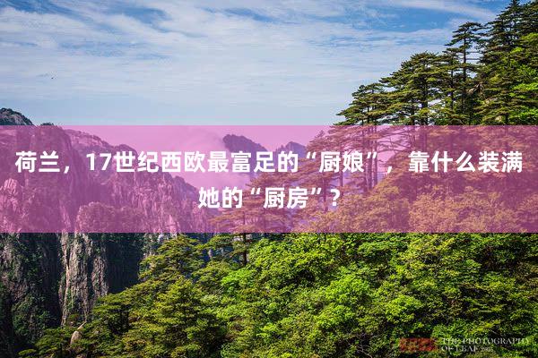 荷兰，17世纪西欧最富足的“厨娘”，靠什么装满她的“厨房”？